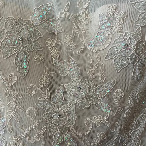 Cameron Blake Gown Formal Beige Silk Beaded Sequin Mother of Bride Feminine 10 - Picture 4 of 13